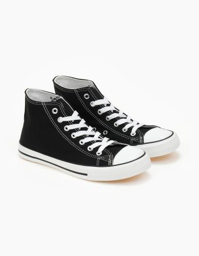 Basic ψηλά sneakers πάνινα - Μαύρο-Λευκό